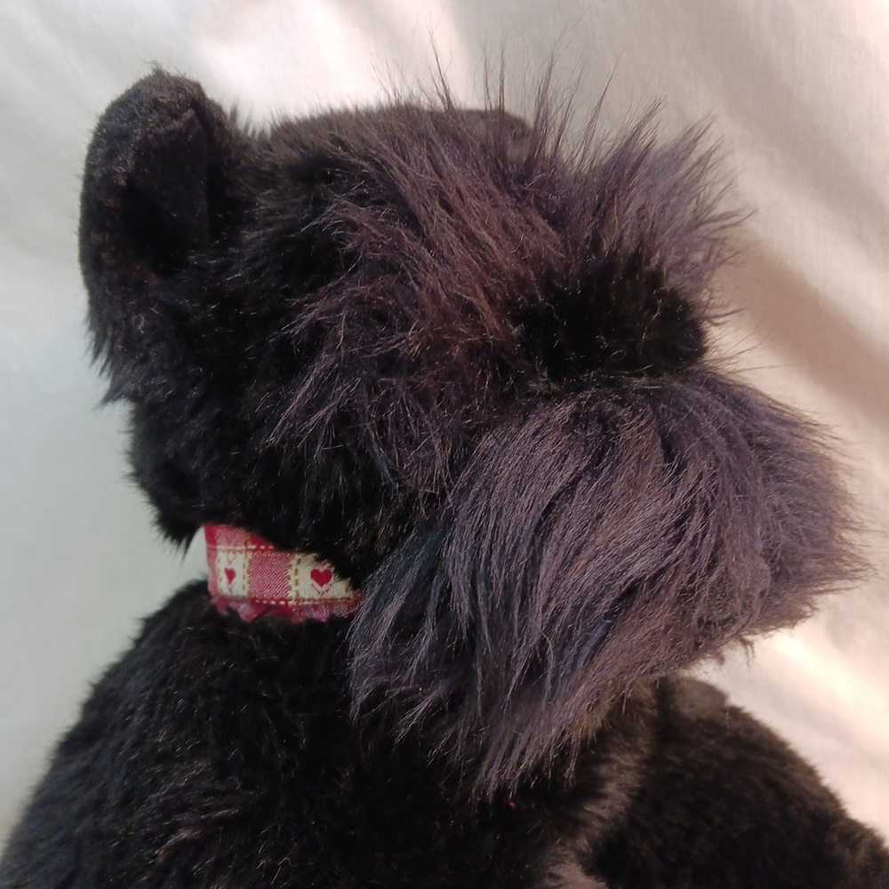 Scottish Terrier Plush 15" Plaid Heart Collar Very Soft Black Stuffed Animal Toy